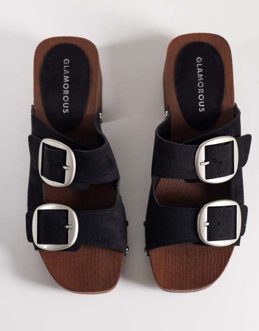 Glamorous – Czarne chodaki z imitacji zamszu, 4 z 4