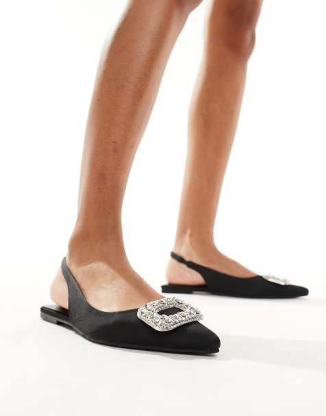 Glamorous – Czarne płaskie buty z paskiem za piętą - view 1