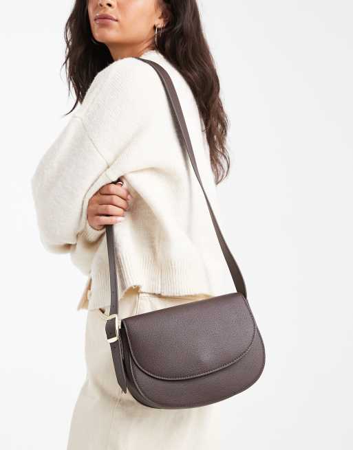 Glamorous – Czekoladowobrązowa torebka crossbody typu saddle, 4 z 4