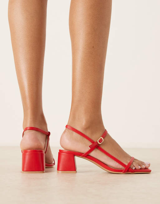 Glamorous – Czerwone sandały na niskim obcasie klockowym, 3 z 4