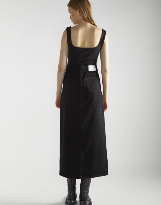 Glamorous Denim centre-split maxi-skirt in washed black, 2 of 4