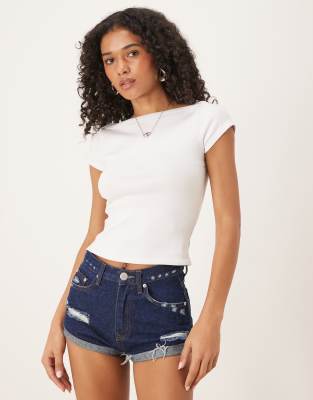 Blue Distressed Denim Shorts