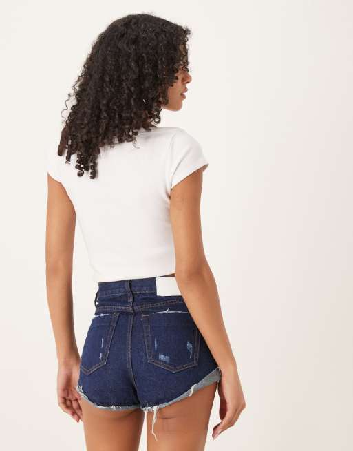 Glamorous Denim distressed shorts in dark blue, 2 of 5