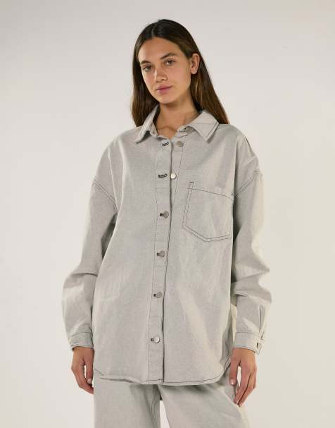 Glamorous Denim long sleeve shirt in light grey - view 1