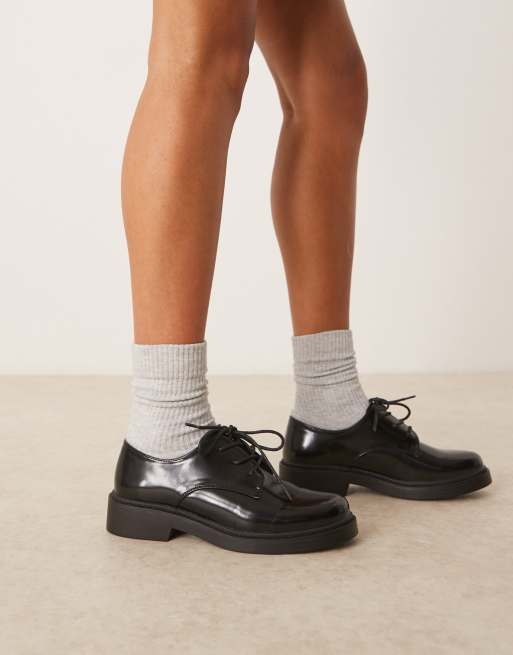 Glamorous derby lace-up shoes in black, 2 of 4