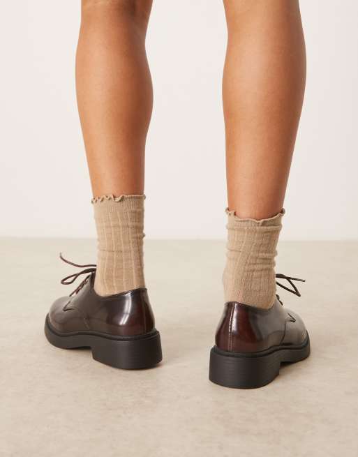 Glamorous derby lace-up shoes in brown, 2 of 4