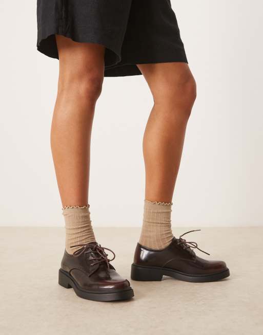 Glamorous derby lace-up shoes in brown, 4 of 4