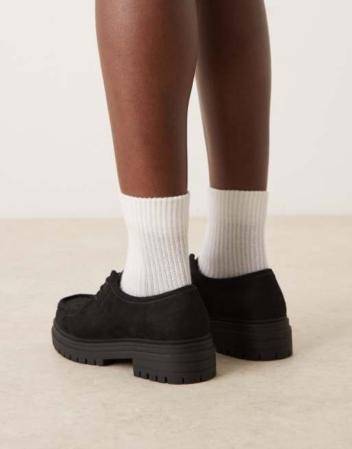 Glamorous Derby shoes in black microsuede