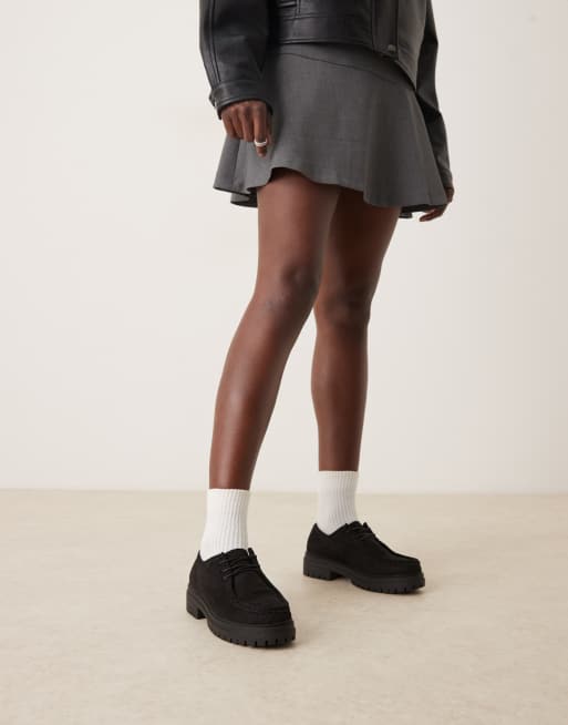 Glamorous Derby shoes in black microsuede