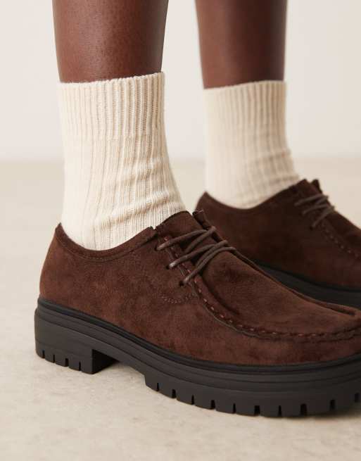 Glamorous Derby shoes in brown microsuede