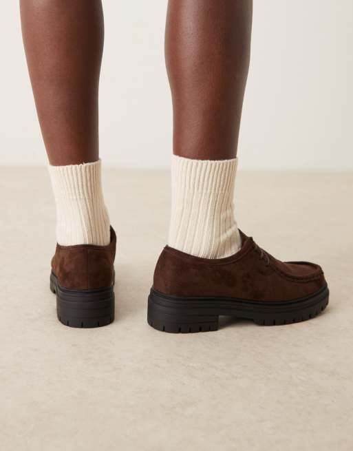 Glamorous Derby shoes in brown microsuede