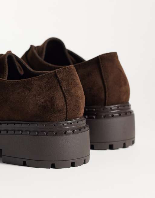 Glamorous derby shoes with buckle in chocolate suedette, 2 of 4