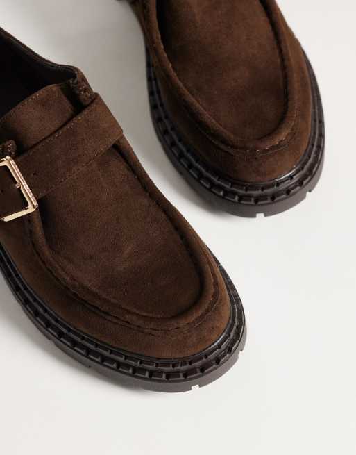 Glamorous derby shoes with buckle in chocolate suedette, 4 of 4