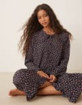 [Glamorous] Glamorous ditsy pyjama shirt and pants set in black pink floral-Multi 12 Black pink floral