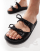 Glamorous double bow footbed sandals in black