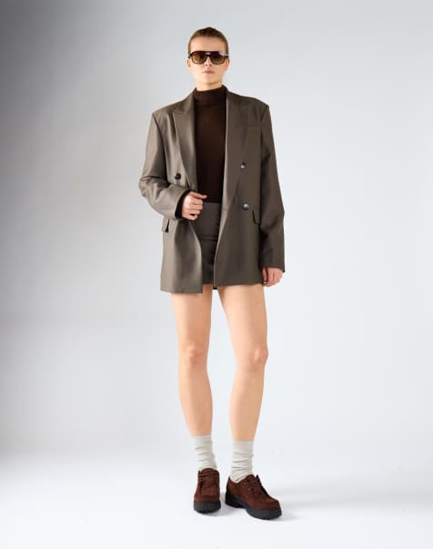 Glamorous Double-breasted blazer in khaki - view 1