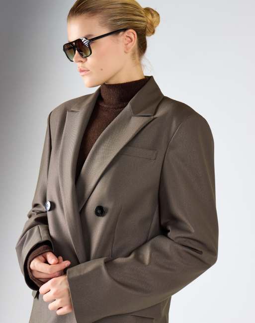 Glamorous Double-breasted blazer in khaki, 4 of 4