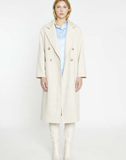 Glamorous Double breasted longline-coat in ecru - view 1