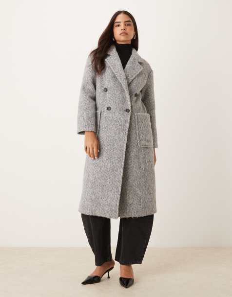 Glamorous double breasted longline coat in grey - view 1