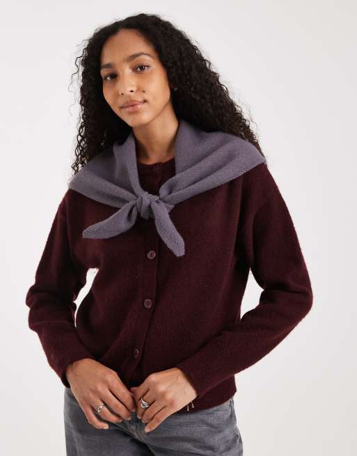 Glamorous – Dreieckiger Strickschal in Grau, 3 von 3