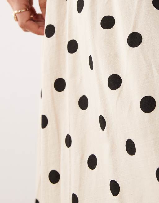 Glamorous drop waist cream base black polka dot skirt (Part of a set), 4 of 5