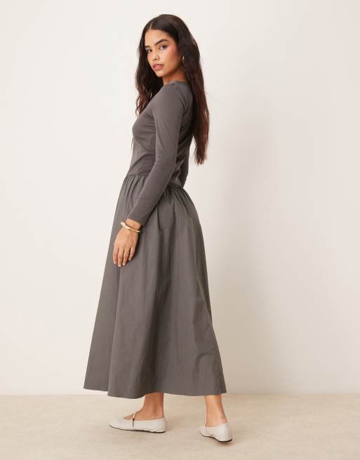 Glamorous drop waist maxi dress in gray | ASOS