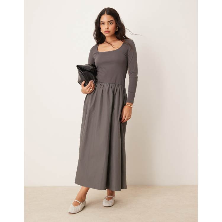 dichhenderson LIP MAXI DRESS / ASH GRAY Glamorous drop waist maxi