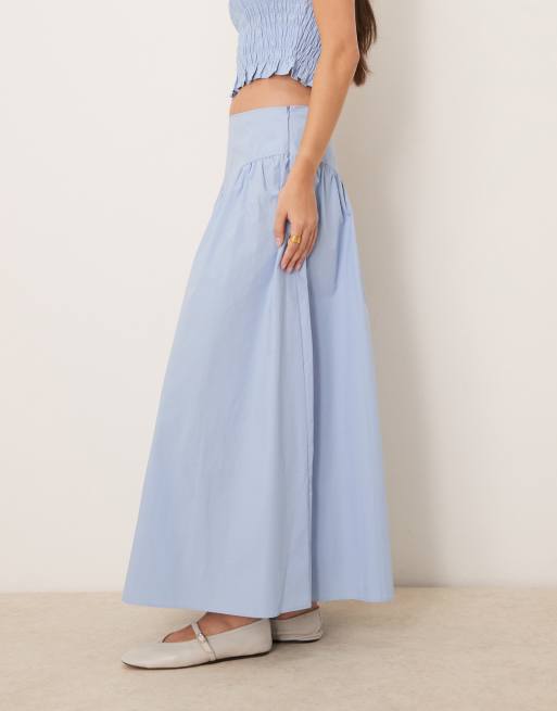 Glamorous drop waist midaxi skirt in blue, 3 of 5