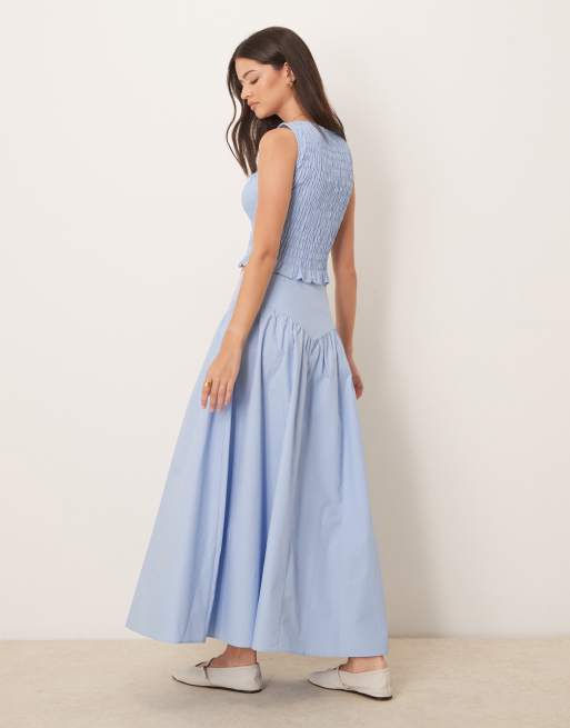 Glamorous drop waist midaxi skirt in blue, 4 of 5