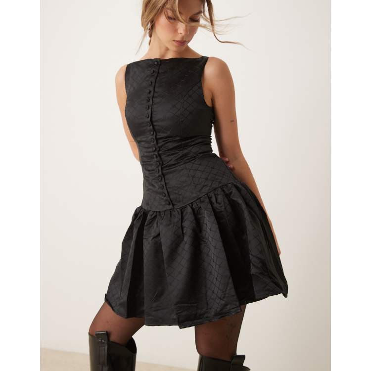 knee length dresses for ladies Women's Faye Drop Waist Boat Neck Linen Mini Dress XS/S/M/L/XL/Customize Black Mean Blvd Black / XL main image 1