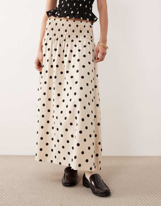 Glamorous dropped waist cream base black polka dot skirt - part of a set, 2 of 5