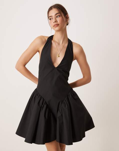 Glamorous Dropped waist halterneck mini dress in black - view 1