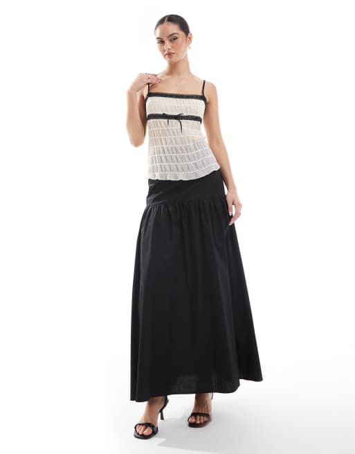 Glamorous Dropped waist maxi skirt in black