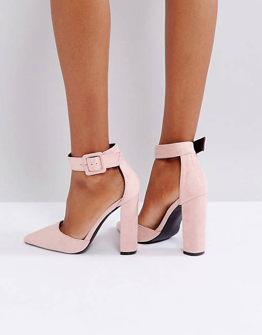 Glamorous Dusty Pink Block Heeled Shoes