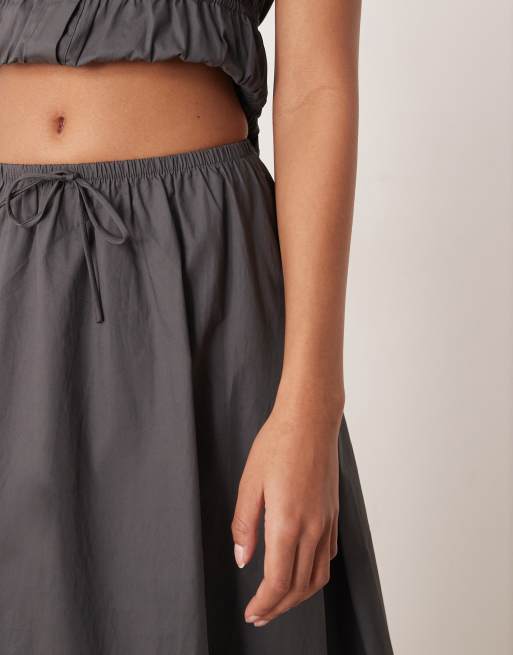 Glamorous elastic waist maxi skirt in dark grey (part of a set), 5 of 5