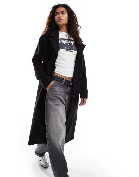 Glamorous – Eleganter Oversize-Mantel in Schwarz mit Fischgrätenmuster - view 1