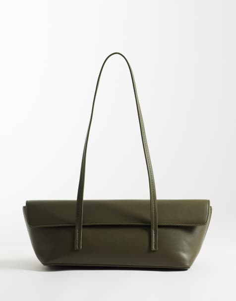 Glamorous elongated shoulder bag in khaki green - view 1