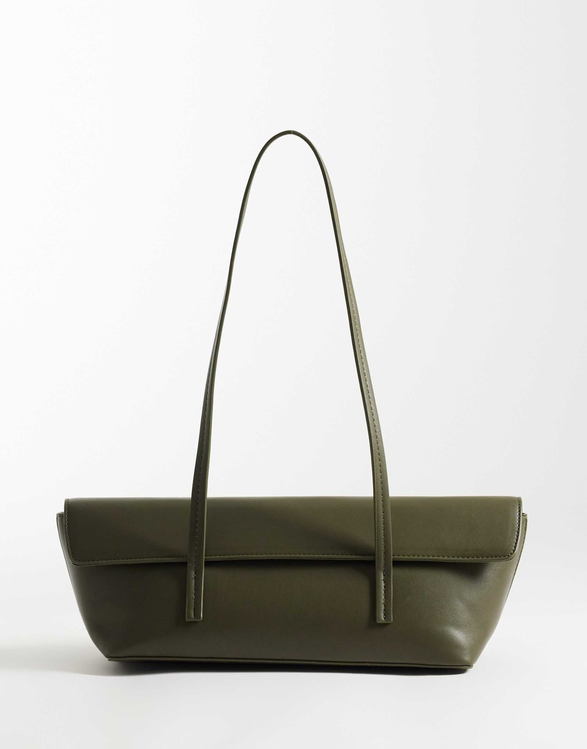 glamorous elongated shoulder bag in khaki green
