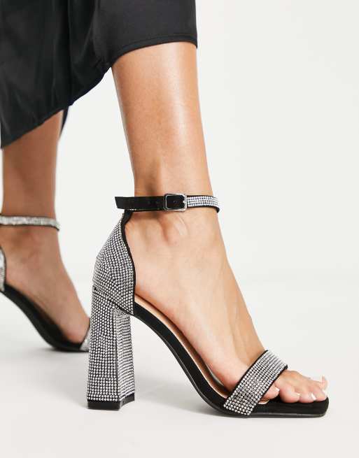 Black with silver outlet heels