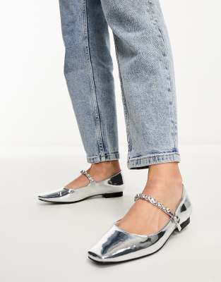  embellished strap mary janes  metallic