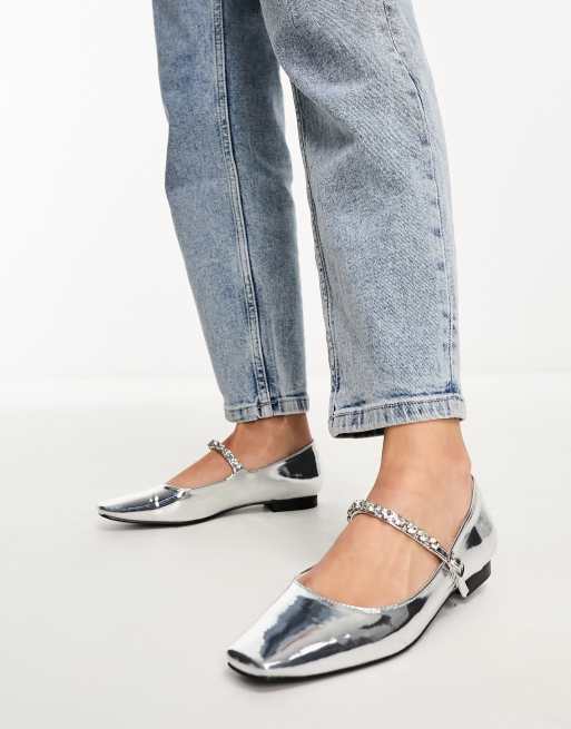 Mary jane store silver shoes