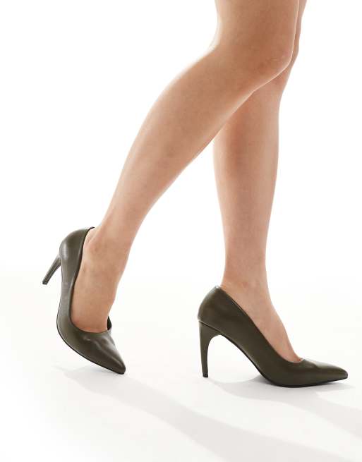 Glamorous - Escarpins pointus à talon haut - Olive, 4 de 4