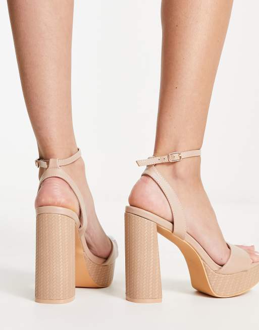 Platform nude block outlet heels