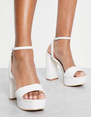 Glamorous Espadrille Platform Heel Sandals In White