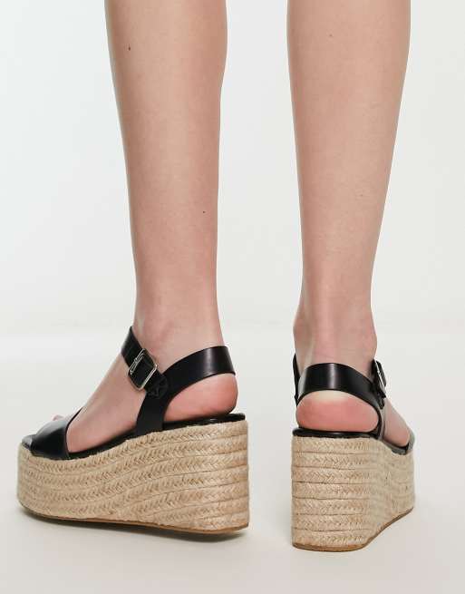 Black Espadrille Chunky Sandals