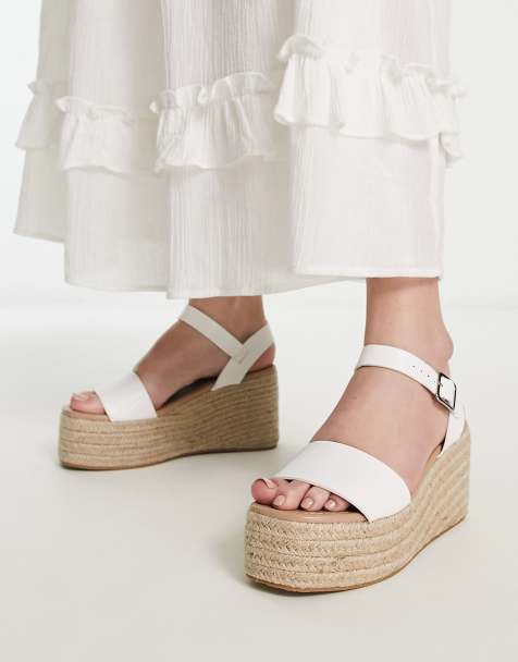 Ladies white hot sale platform sandals