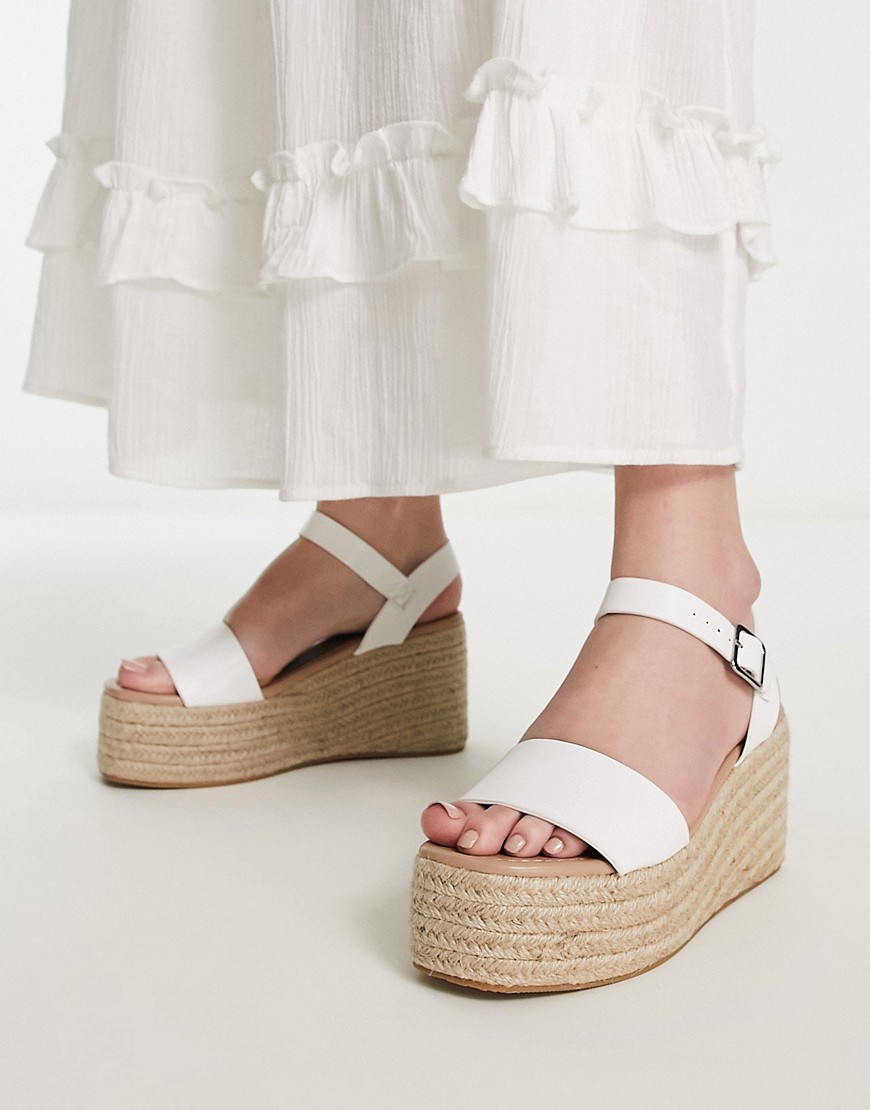 Glamorous espadrille platform sandals in white