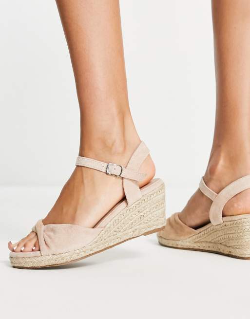 Pamflet aantrekken Uitwerpselen Glamorous - Espadrille-sandalen met halfhoge sleehak in beige | ASOS