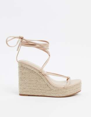 wedge sandals with ankle ties