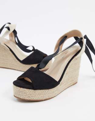 all black espadrille wedges